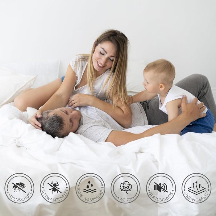 Degrees of Comfort Allergy Cover 90x200 cm Mattress Cover, Waterproof, Dust Mite Cover Anti Dust Mites and Bed Bugs Encasing with Zipper, Comfortable Cotton Surface, Height 13-16 cm