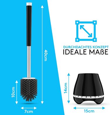 Щітка для унітазу Meister Faktur чорна - з дихаючою підставкою, антибактеріальна, для ефективного прибирання
