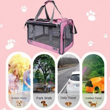 Транспортна переноска для собак та котів, складана, рожева, 46x46x30 см