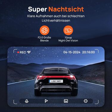 Відеореєстратор 70mai M310 2K WiFi для авто, 1296P WDR, Super Night Vision, 24h парковка, запис по колу, виявлення зіткнень, 256GB