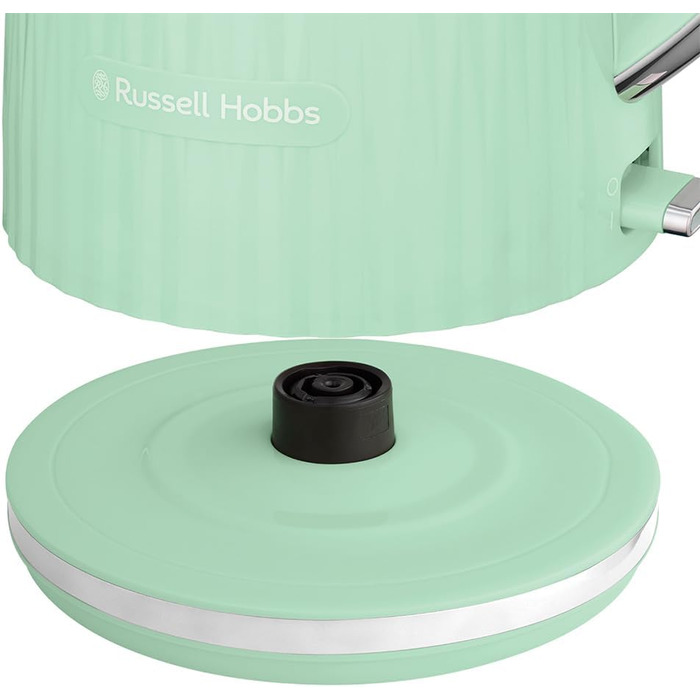 Russell Hobbs Kettle [1.7L 2400W] Eden White, Stainless Steel Accents (removable scale filter, lid opening with a push of a button, water level indicator, illuminated switch, BPA free) Teakettle 27360-70 (Pistachio)
