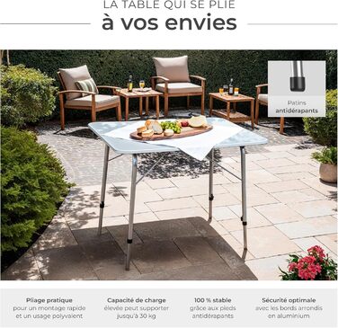 Складний алюмінієвий стіл Tectake для кемпінгу, саду, тераси, балкону (80x60x68 см, модель 402173)