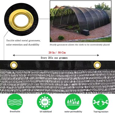 Vocray 40% Shade Net, 2X6M Shade Net with Grommets, Lightweight and Durable Shade Net for Garden, Plants, Greenhouse, Vegetables, Flowers, Outdoor
