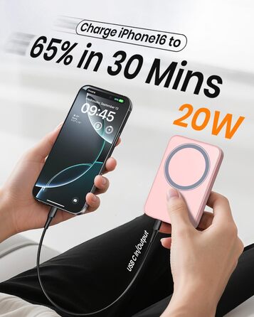 Power Bank A ADDTOP 10000mAh з PD 20W, USB-C, бездротова зарядка та LED дисплеєм (Рожевий)