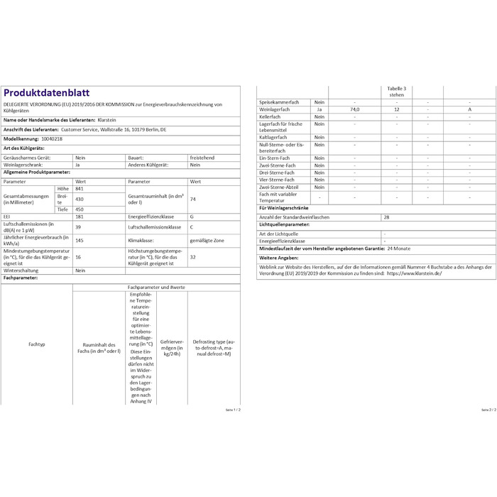 Витримайте вино як професіонал: Холодильник для вина Klarstein, 74 літри, 28 пляшок, з дверцятами зі скла, для дому та вулиці