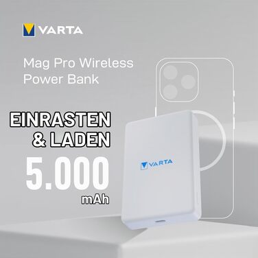 Повербанк VARTA Power Bank Energy 10000 mAh, 20W, USB-C та USB-A, Li-Polymer, з функцією Pass-Through, для 3 пристроїв, LED-індикація, білий