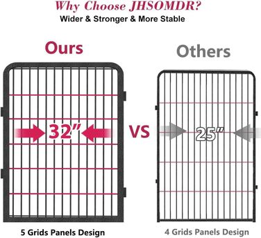 Металевий вольєр для собак, загін для цуценят, вольєр для тварин на подвір'я, 101,6 см, 42 панелі, міцний, для внутрішнього та зовнішнього використання