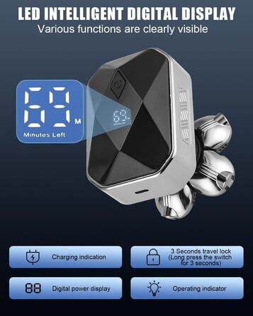 Електричний гоління для чоловіків Glatzen, водонепроникний IPX6, 6D гнучкий гоління, 5 ротаційних голівки, 120 хвилин роботи від акумулятора