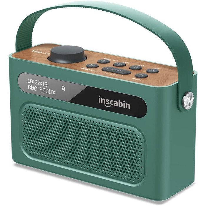 Inscabin M60: Портативне DAB/DAB+ FM-радіо з Bluetooth та стерео, зелений