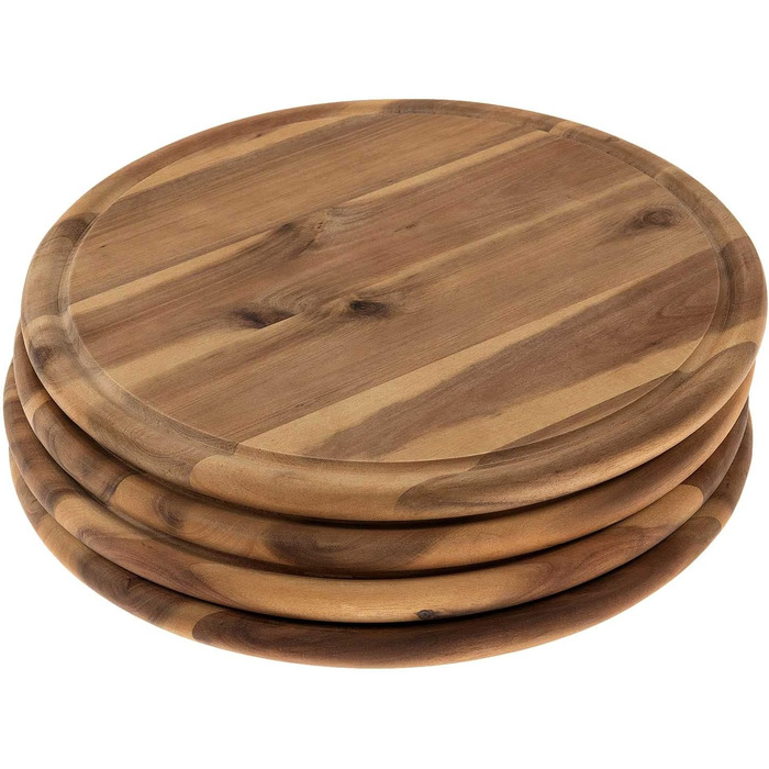 Fleischteller Akazie 4 x Wooden Plates Snack Plates Bread Plates Cutting Boards Ø 30 cm