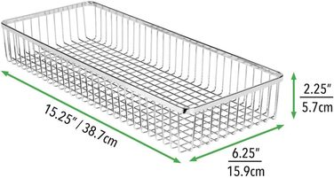 mDesign Universal Drawer Organizer - Metal Storage Baskets for Drawers Organize Kitchen Supplies and Utensils - Drawer Organizers for Kitchen and Household - 4-Piece Set - Silver