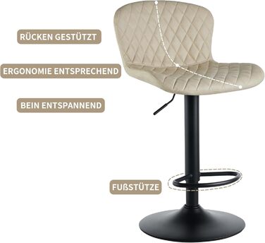 JaHECOME Faux Leather Bar Stools Set - Adjustable Height, 360° Swivel, Padded Seat for Bar, Kitchen, Bistro, Counter, Dining Room & Cafe (2, PU Beige)