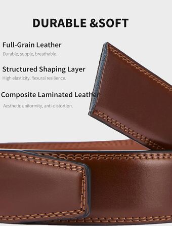 Чоловічий шкіряний ремінь на пряжці, 3,5 см, регульований, для джинсів, комфортна посадка (46-52W, C-tan)