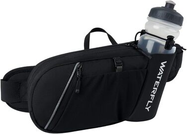 Чоловіча/жіноча поясна сумка Waterfly з тримачем для пляшки: спортивна, стильна, для бігу, прогулянок, велосипеда, подорожей, чорна