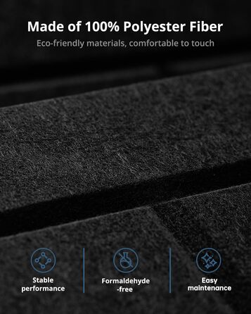 Акустичні панелі Kuchoow самоклеючі звукопоглинаючі плити 30x30x0,9 см, чорні (12 шт) для студії, офісу та звукоізоляції стін