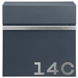 Поштова скринька настінна Anthrazit RAL 7016 для газет, велика (XXL, Laser 2) з можливістю нанесення адреси