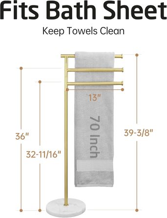 Підставка для рушників KES Gold, настільна, з нержавіючої сталі 18/8, з мамарморовою основою, 3-х ярусна, BTH219-BZ