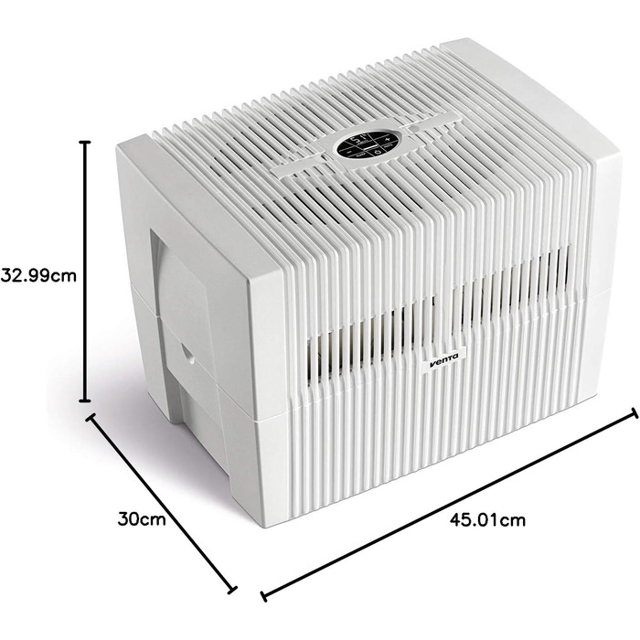 Зволожувач повітря Venta Luftbefeuchter LW25 Comfort Plus: тиха робота 24 дБ(A), енергоефективний, холодний зволоження без фільтрів, 7 л резервуар, до 45 м², автоматичний та Sleep-режим, функція ароматерапії Brillanweiß