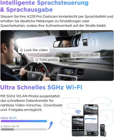 Автомобільний відеореєстратор VIOFO A229 Pro 3CH (4K+2K+1080P), Dual STARVIS 2, GPS, 5GHz WLAN, 3-канальний