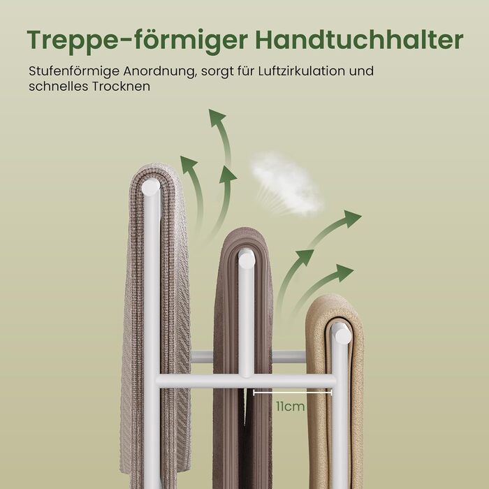 Підставка для рушників EUGAD з 3 полицями, з металу та ДСП, для ванної кімнати