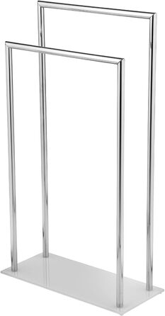 WENKO Style Towel Rail with 2 Bars, Heavy Glass Base, Glossy