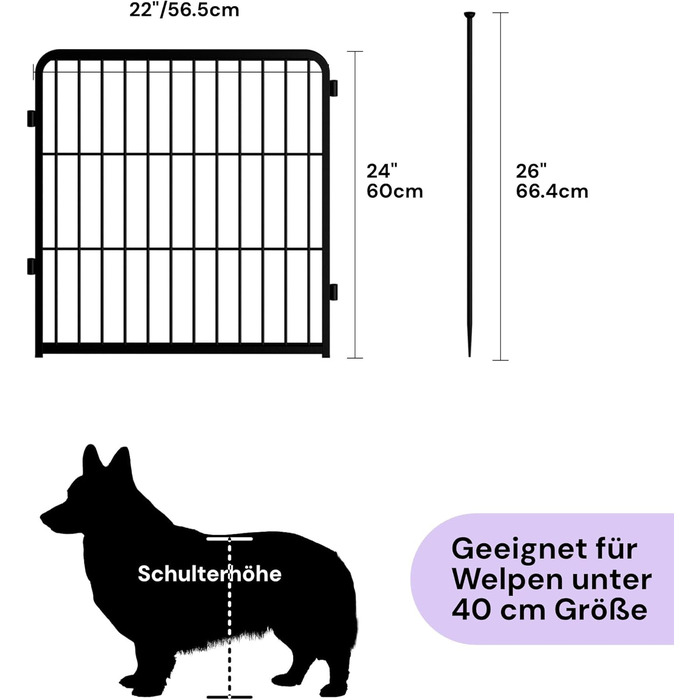 Вольєр для цуценят SunsGrove 60см, чорний, 2 частини, міцний, антикорозійний, без інструментів