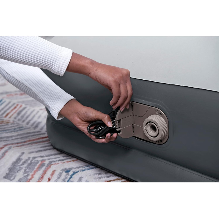 Надувний матрац Novaluxe з вбудованим електронасосом та подушкою, сірий 191x97x38 см