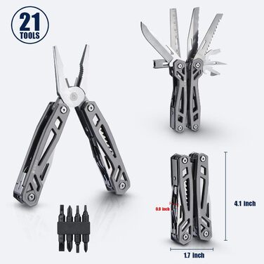 BIBURY Multitool - Titanium Multi-Tool Set for Men & Women | Camping, Hunting, Fishing & Hiking | Stainless Steel Pliers with Screwdriver