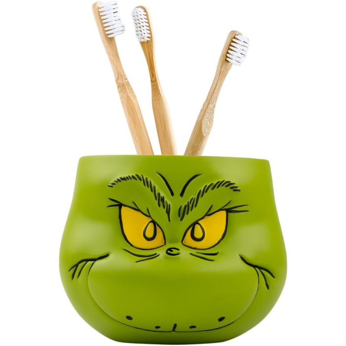 Collectibles Dr. Seuss' The Grinch Holiday Toothbrush Holder for Makeup Brushes/Pens, Official Licensed Product Franco