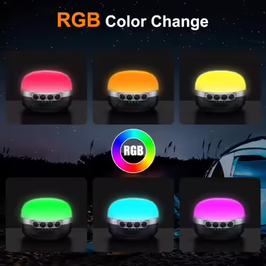 LED Camping Lamp, 10400mAh Battery Rechargeable RGB Color Changing, Steplessly Dimmable, Magnetic Camping Light with Hook for Home, Outdoor Activities, Hiking, Tent Light, Ambient Light, Emergency, etc.