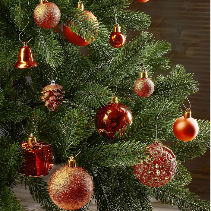 Набір прикрас для ялинки BRUBAKER 101 шт. з верхівкою, кремово-білий, помаранчевий