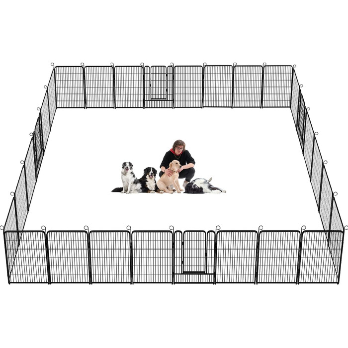 Металевий вольєр для собак на 28 панелей, 81.3 x 101.6 см – вольєр для собак, загін для цуценят, для внутрішнього та зовнішнього використання