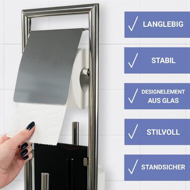 Набір для туалету WENKO Ravina 3в1 з нержавіючої сталі (тримач туалетного паперу, щітка, тримач щітки), 20 x 70 см, сріблястий/чорний