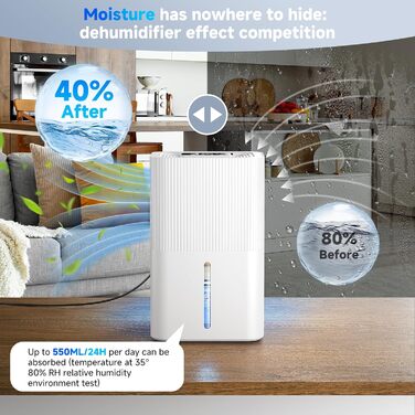 Електричний осушувач повітря 2700 мл з нічним світлом, таймером та автоматичним вимкненням. Підходить для квартири, ванної кімнати, підвалу. Осушує 650 мл/24 год.