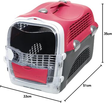 Переноска для котів Catit Cabrio, 51 x 33 x 35 см, червоно-сіра