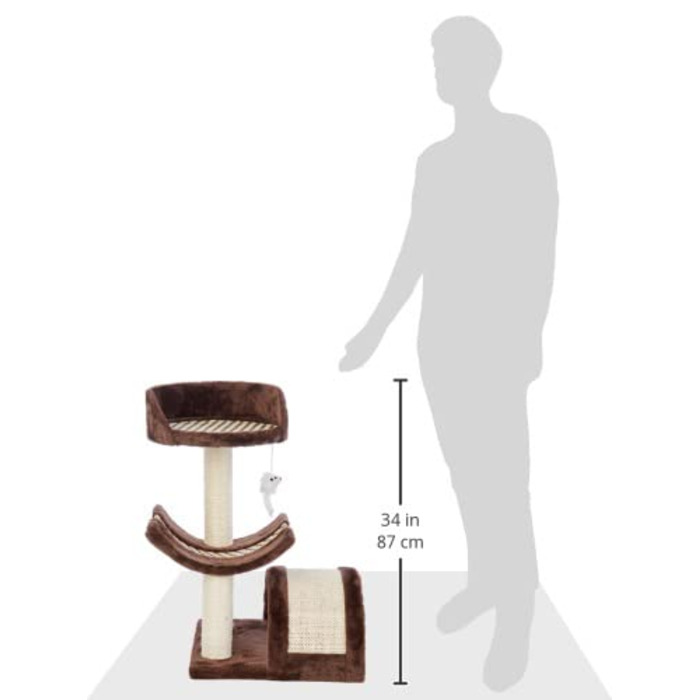 Kerbl Scratching Post Safari (Height 60 cm, with lying cushion, curved scratching board and lying basin, base plate 38 x 38 cm) 82529