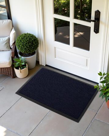 Килимок для дому та вулиці COLOR&GEOMETRY 76x43 см, грязестійкий, антиковзаючий, легко миється, для входу, сірий (80x120 см, синій)