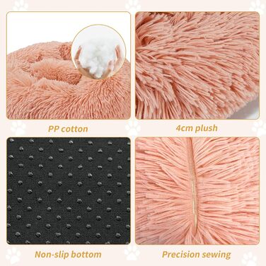 Килимок для кота/собаки 50 см: м'який, плюшевий, круглий, з антиковзаючою основою, легко миється. Колір: темно-сірий/рожевий