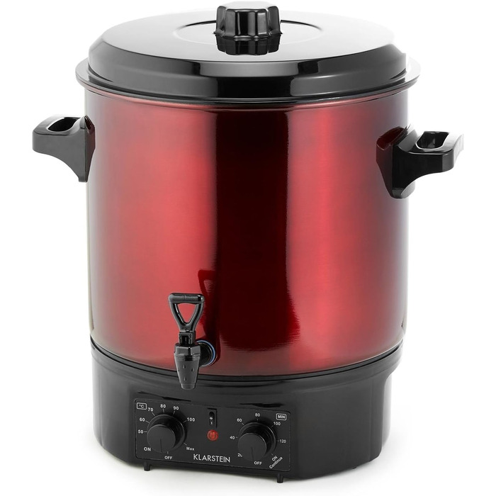 Klarstein Biggie Small - Canning Machine, Canning Pot, Preserving Pot, Mulled Wine Machine, Electric, 16L Capacity, 2000 Watt, Adjustable Temperature, Timer up to 120 Minutes, (Red, 27 Liter (analog))