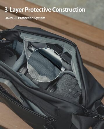 Чорна сумка-переноска для камери LLANO: DSLR/беззеркальні камери, 1 камера, 2 об'єктиви, аксесуари