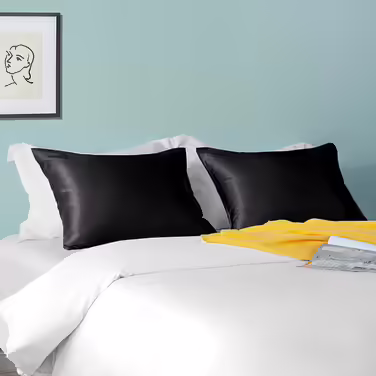 Сатинові наволочки FLXXIE для шкіри та волосся, 2 шт, King Size, чорні, 50x90 см, люкс-якість, з готельною застібкою