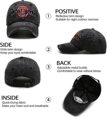 Кепка бейсболка чоловіча чорна, регульована, з вишивкою, бавовна, літня, для захисту від сонця