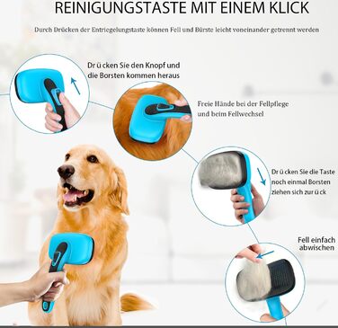 Щітка для собак та котів - самоочисна, легка у чищенні, зменшує випадання шерсті, видаляє волосся. Підходить для великих, середніх та маленьких тварин з довгою та короткою шерстю. Зелена (блакитна, 3 шт., нові)