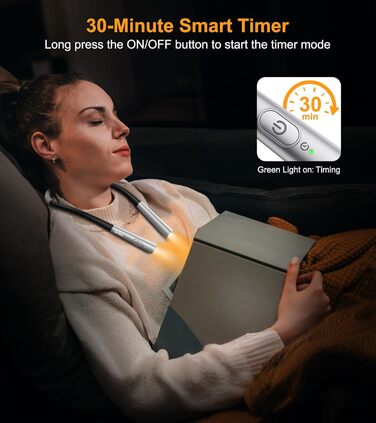 Світлодіодна лампа Gritin для читання на шиї, настільна/нічна, 4 кольори, 5 режимів яскравості, регулювання, захист очей, акумулятор 80 годин, гнучкий кріплення, ергономічне читання для ліжка/в'язання/рукоділля сірого кольору