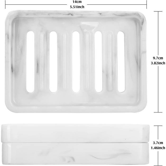 Підставка для мила Shinowa з подвійним шаром та знімним контейнером для води, білий мармур, для ванної кімнати, кухні, душу