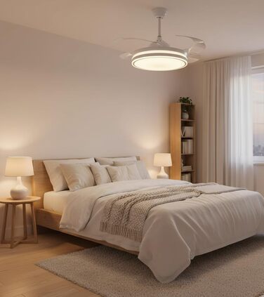 Вентилятор стельовий Bel Air Asgard 108 см з LED, DC-мотор, пульт, 3 режими, білий MINI