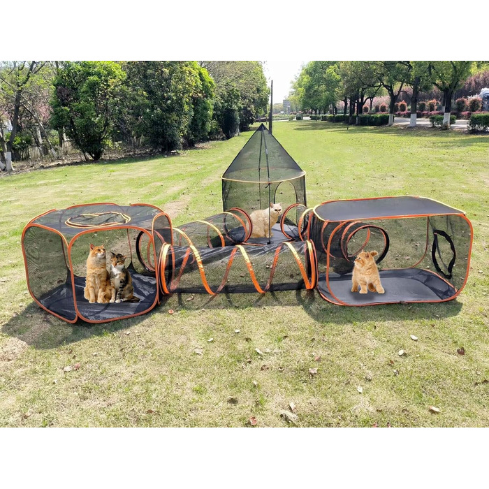 Туннель-намет 2-в-1 для котів та собак, складаний, для вулиці, Pop-Up вольєр для домашніх тварин, огорожа, будиночок (Стиль 5)