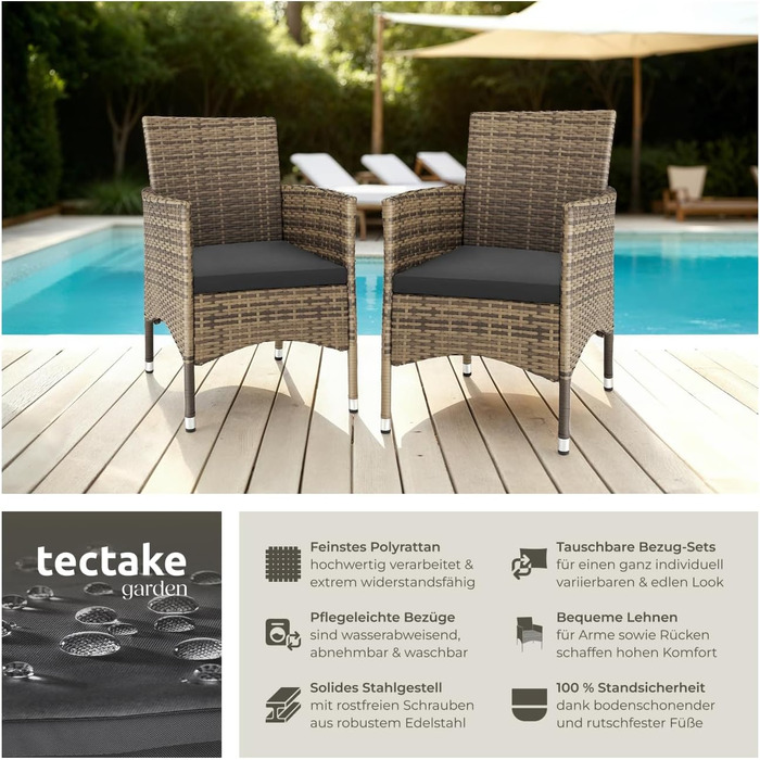 Tectake 2-Piece Rattan Garden Chair Set