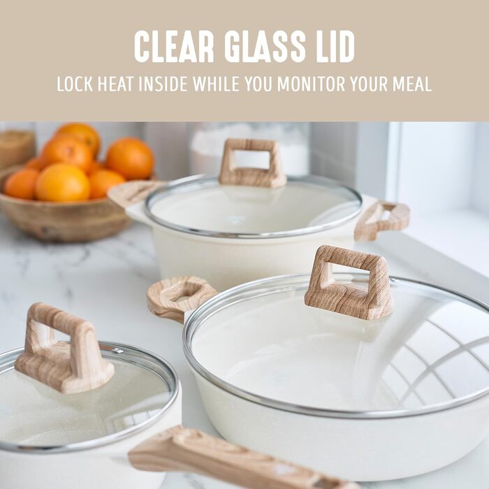 Набір посуду з керамічним покриттям 8 предметів, індукційний, без ПТФУ, безпечний, для кухні