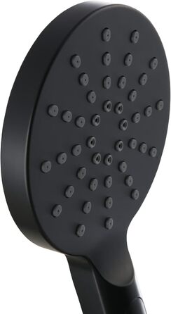 aquaSu® Shower Set Acana | Black | Showerhead: 3 Spray Patterns, Pattern Change via Button & 12 cm Spray Plate | 150 cm Metal Shower Hose | 60 cm Shower Rod | Slider | Anti-limescale Nozzles | 72288 9
